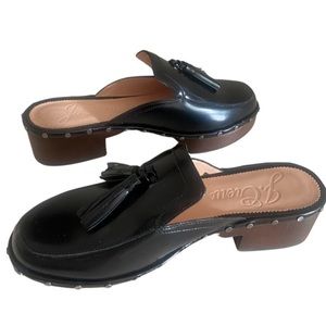 J.Crew Dakota Black Tassel Clogs